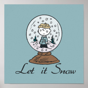 Póster Cacahuetes   Globe de nieve Charlie Brown