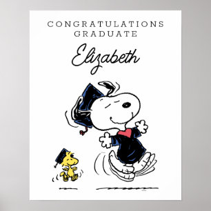 Póster Cacahuetes Graduación Snoopy & Woodstock