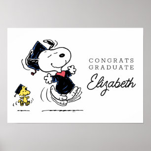 Póster Cacahuetes Graduación Snoopy & Woodstock