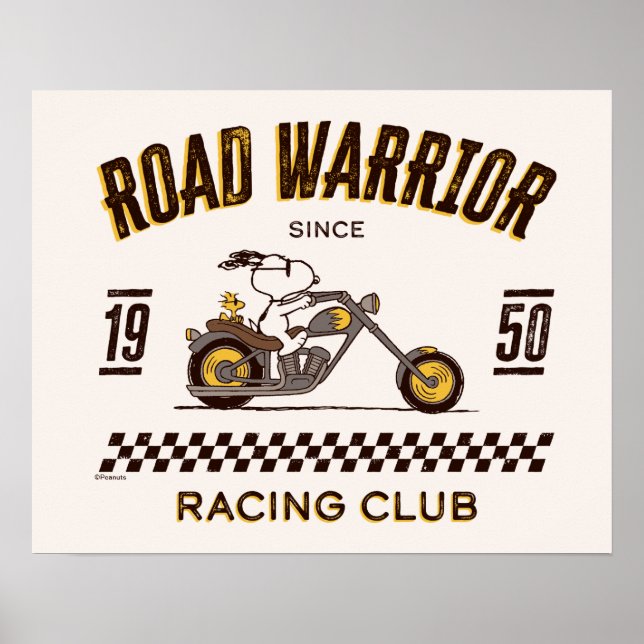 Póster Cacahuetes | Guerreros de Snoopy & Woodstock Road (Frente)