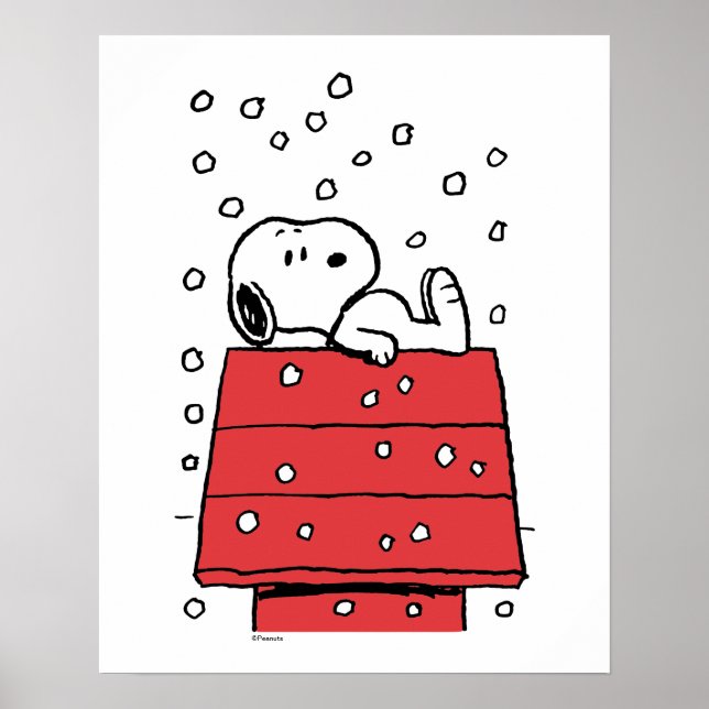 Póster Cacahuetes | Snoopy Doghouse Snowflakes (Frente)