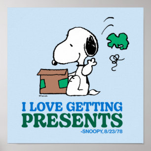 Póster Cacahuetes Snoopy Me Encanta Obtener Presencias
