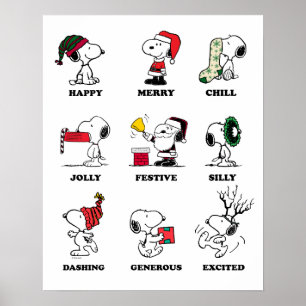 Póster Cacahuetes   Snoopy Navidades Holiday Moods