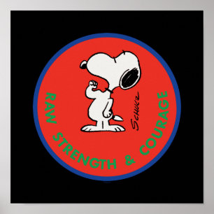 Póster Cacahuetes   Snoopy Raw Strength & Courage Badge