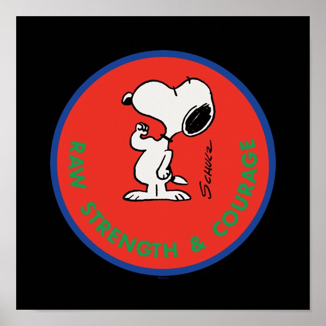 Póster Cacahuetes | Snoopy Raw Strength & Courage Badge (Frente)