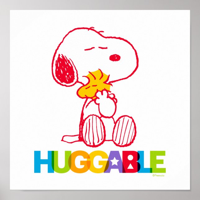 Póster Cacahuetes | Snoopy & Woodstock Huggable (Frente)