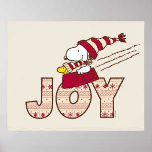 Póster Cacahuetes   Snoopy & Woodstock Joy Sled Ride