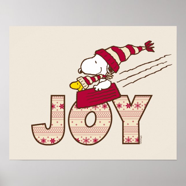 Póster Cacahuetes | Snoopy & Woodstock Joy Sled Ride (Frente)