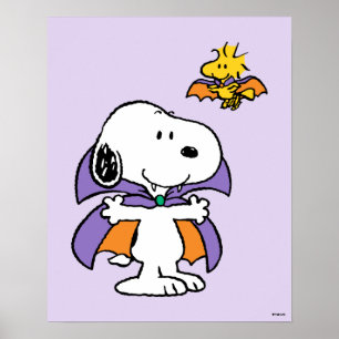 Póster Cacahuetes Snoopy Woodstock Vampiro Halloween