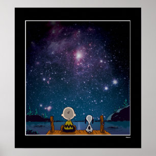 Póster Cacahuetes   Snoopy y Charlie Brown Star Watching