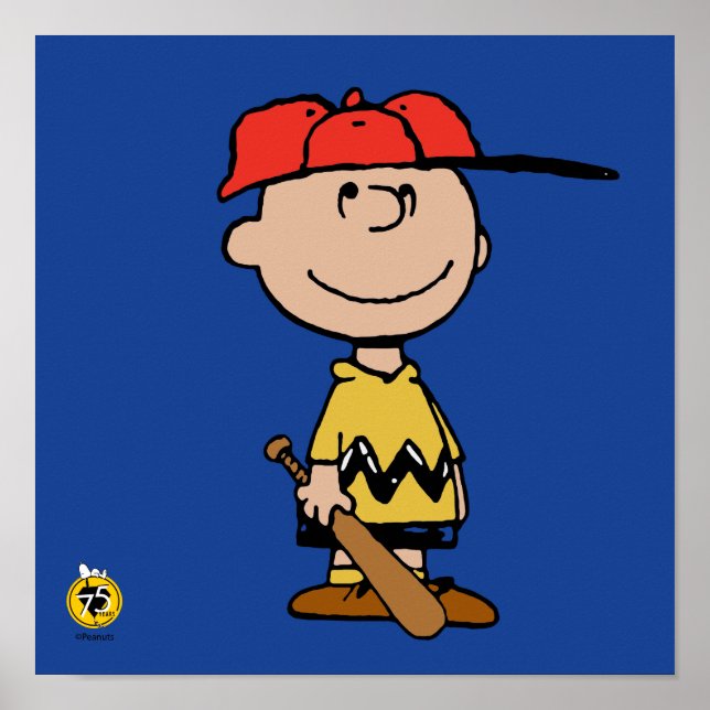 Póster Cacahuetes | Sonrisa de béisbol Charlie Brown (Frente)