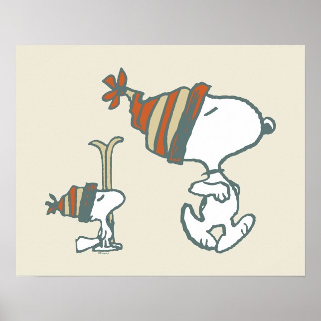 Póster Cacahuetes | Viaje para esquiar Snoopy & Woodstock (Frente)