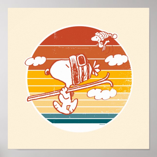 Póster Cacahuetes | Viaje para esquiar Snoopy & Woodstock (Frente)
