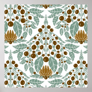 Póster Cacao Art Nouveau Y Vieira Floral Mintage