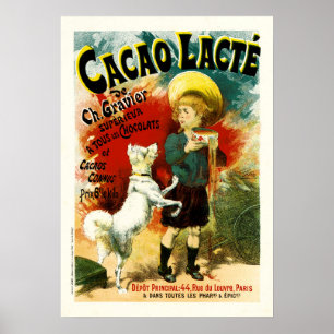 Póster CACAO LACTE Leche bebida de chocolate Anuncio fran