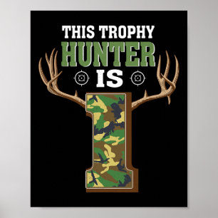 Póster Cacería de 1 año de edad Fiesta de cumpleaños Deer