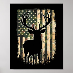 Póster Cacería de camoflage de la bandera estadounidense