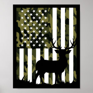 Póster Cacería de camuflaje de cazadores Buck Elk America