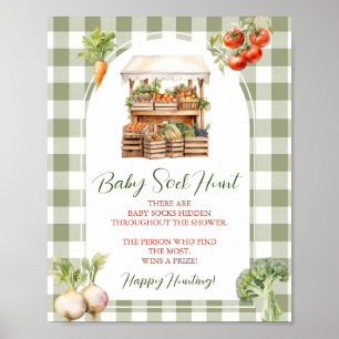 Póster Cacería de ganado Baby Shower en el mercado local
