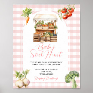 Póster Cacería de ganado Baby Shower en el mercado local