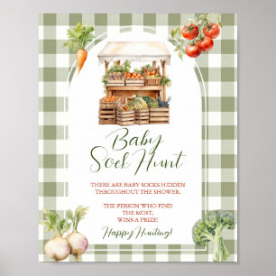 Póster Cacería de ganado Baby Shower en el mercado local