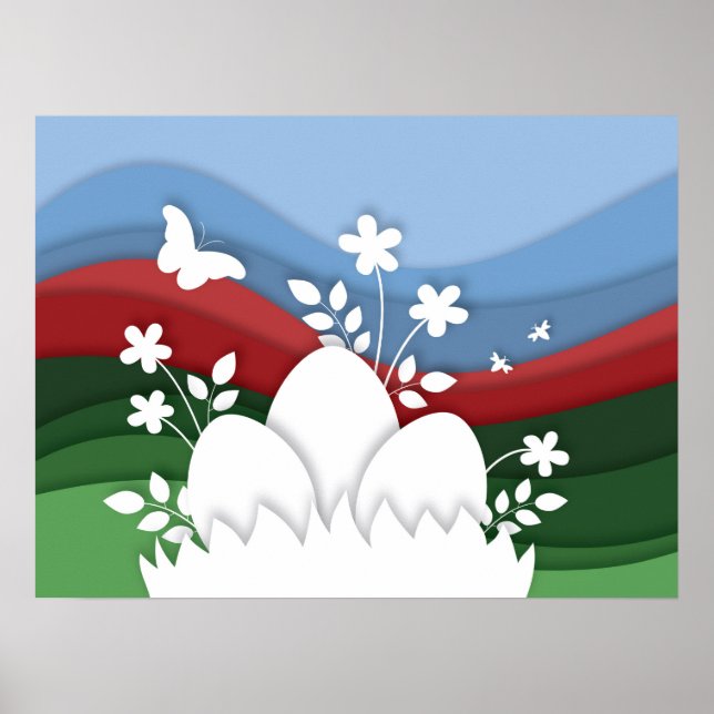 Póster Cacería de huevos de Pascua en la naturaleza de la (Frente)