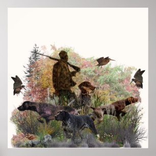 Póster Cacería de Woodcock con el puntero alemán Shorthal