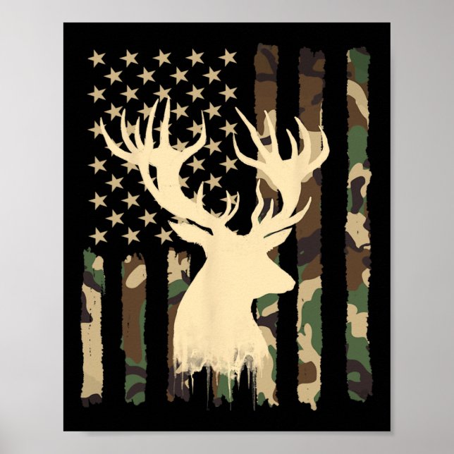 Póster Cacería divertida de camuflaje La Bandera De Ee.Uu (Frente)