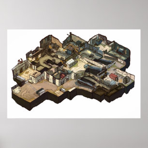 Póster Caché Isometric CSGO Map