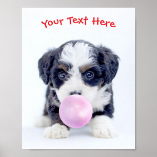 Póster Cachorro Adorable, Burbuja de Chicle, Nombre o Men