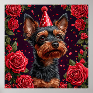 Póster Cachorro Adorable Celebrando Cumpleaños