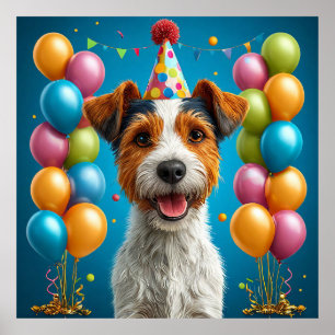 Póster Cachorro Adorable Celebrando Cumpleaños