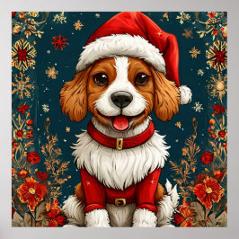 Póster Cachorro adorable de Navidad