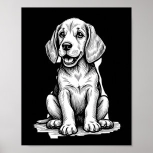 Póster Cachorro Beagle adorable, familia Amante de los an