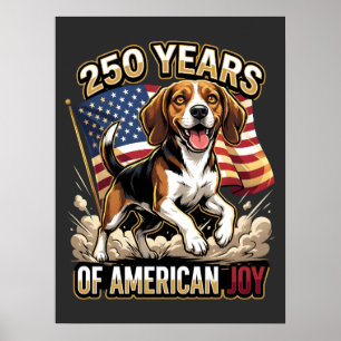 Póster Cachorro Beagle Patriótico – 250 Años de Alegría A