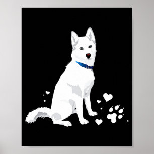 Póster Cachorro blanco lindo Siberian Husky dulce perro d