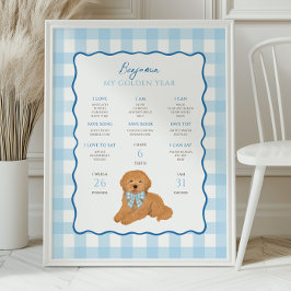 Póster Cachorro Cachorro Goldendoodle Cumpleaños 1er Hito
