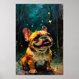 Póster Cachorro caprichoso de Bulldog Francés mirando las