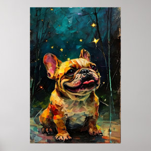 Póster Cachorro caprichoso de Bulldog Francés mirando las