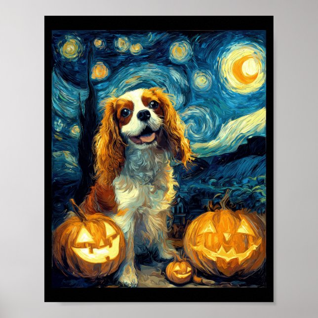 Póster Cachorro Cute Cavalier King Charles Spaniel Hallow (Frente)