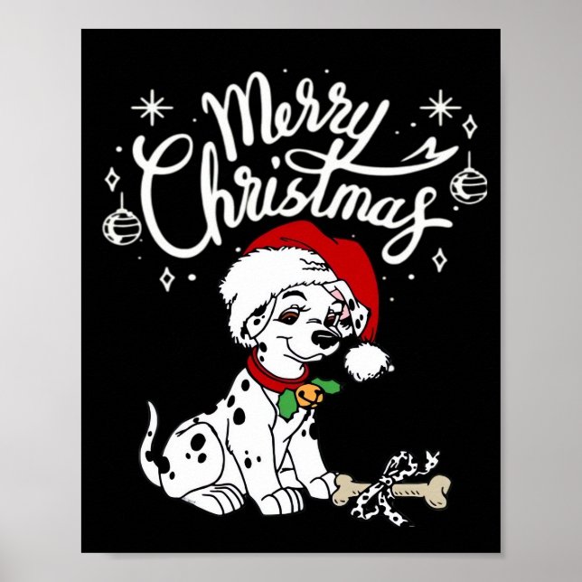 Póster Cachorro dálmata con gorro de Santa de Navidad  (Frente)