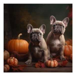 Póster Cachorro de Bulldog Francés Delicia de Otoño Calab