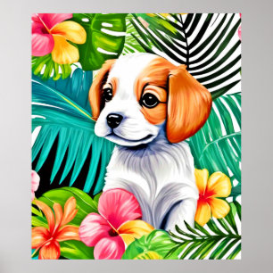Póster Cachorro de Isla: Amigo Floral