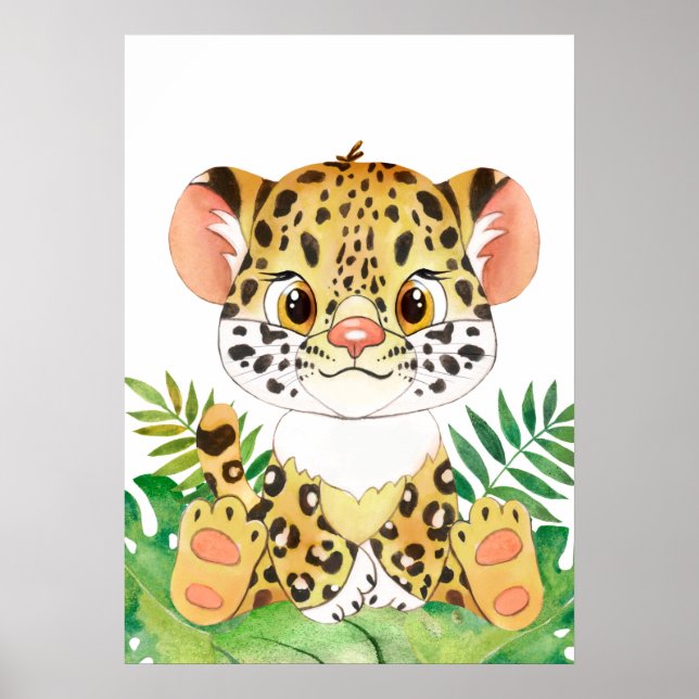 Póster Cachorro de leopardo, animal bebé, animales de saf (Frente)