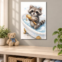 Cachorro de Mapache Lindo en Baño de Burbujas