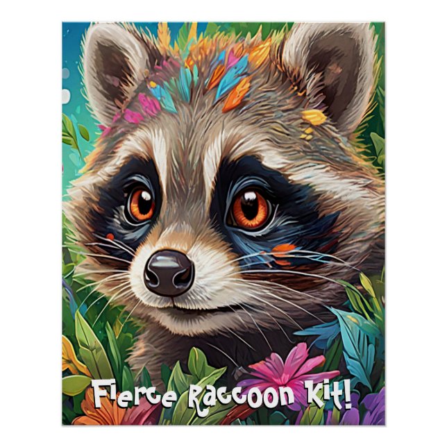 Póster Cachorro de mapache lindo y fiero (Anverso)