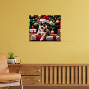 Póster Cachorro de Navidad Chihuahua