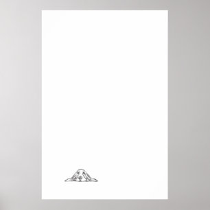Póster cachorro de ojos simples negro y blanco de basset