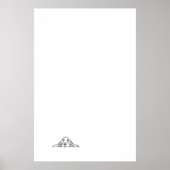 Póster cachorro de ojos simples negro y blanco de basset  (Frente)