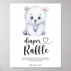 Póster Cachorro de oso polar - cartel de rifa de pañales